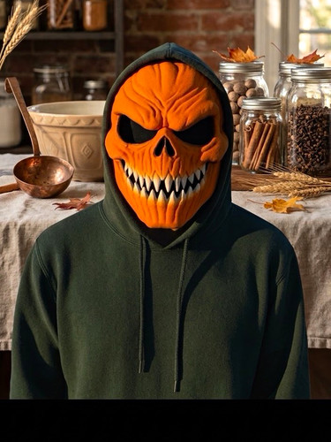 Latex full face pumpkin skull - full,